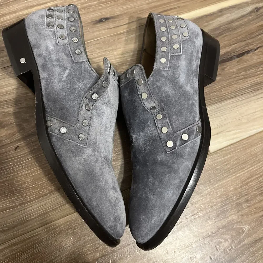 Laurence Dacade Paris Womens Gray Slip-On Studded Loafer Flats Size EU 36